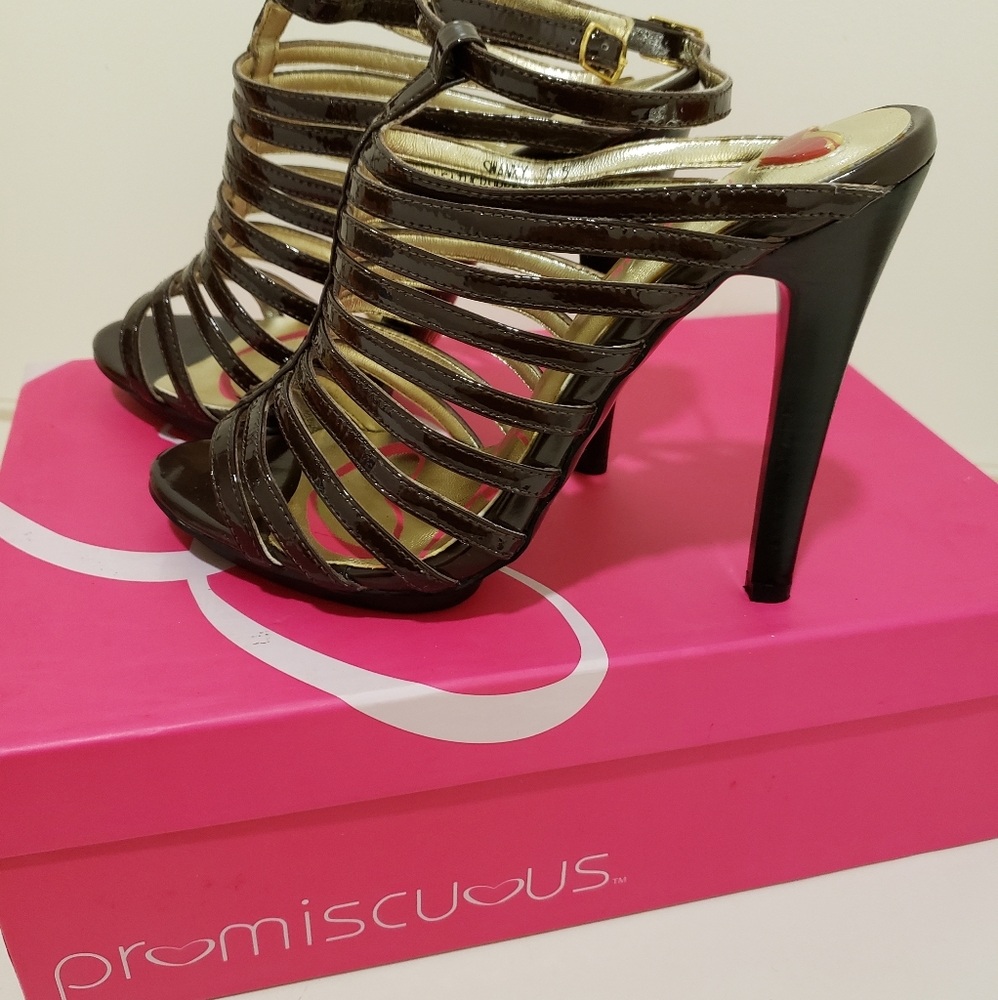 Strappy Caged Patent Leather Heels